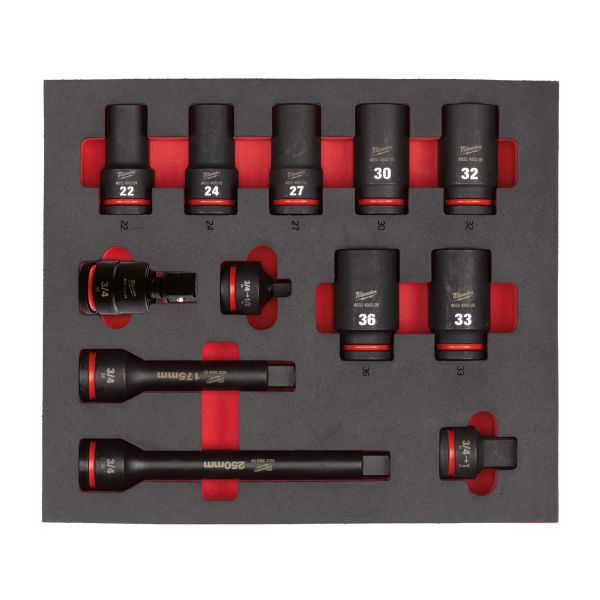 3/4" SHOCKWAVE™ Schlagnüsse lang Einlage 12-teilige Einlage für Werkstattwagen 78 cm / Milwaukee # 4