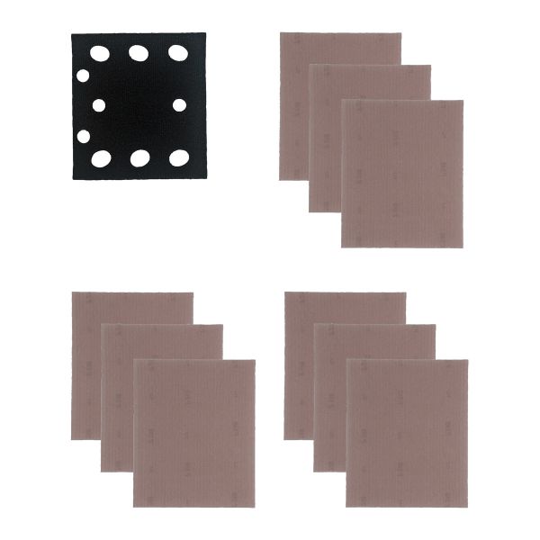 Schleifblätter Netzstruktur für Schwingschleifer 115 x 107 mm 3 x K80, 3 x K120, 3 x K180, 1 x Zwisc