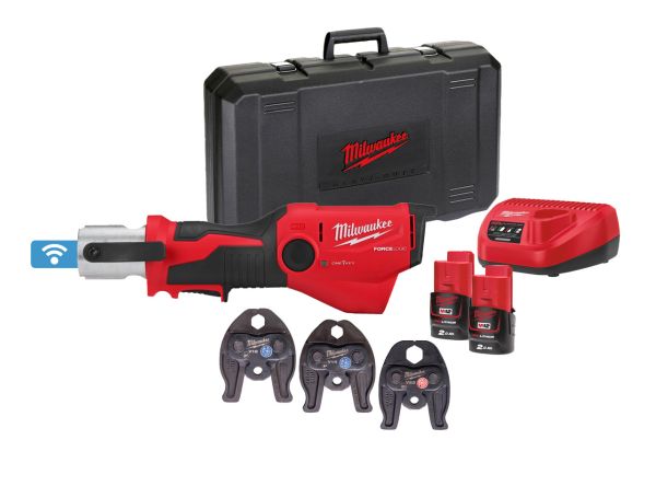 M12™ Akku-Presswerkzeug mit ONE-KEY Akku-Kit-Version, Inklusive 3x V-Profil Pressbacken M12ONEHPT-20