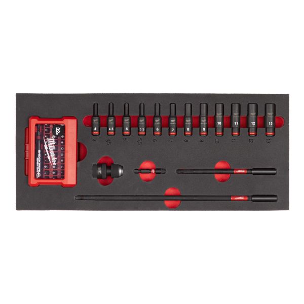 1/4" SHOCKWAVE™ Schlagnüsse lang Einlage 17-teilige Einlage für Werkstattwagen 78 cm / Milwaukee # 4