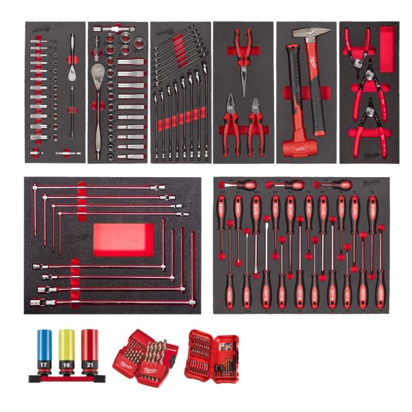 Bestücktes Einlagen-Set Automotive 172-teilig für Werkstattwagen 78 cm / Milwaukee # 4932499474 / EA
