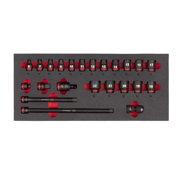 3/8" SHOCKWAVE™ Schlagnüsse Einlage 23-teilige Einlage für Werkstattwagen 78 cm / Milwaukee # 493249