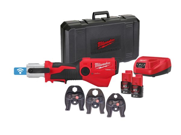 M12™ Akku-Presswerkzeug mit ONE-KEY Akku-Kit-Version Inklusive 3x V-Profil Pressbacken M12ONEHPT-202